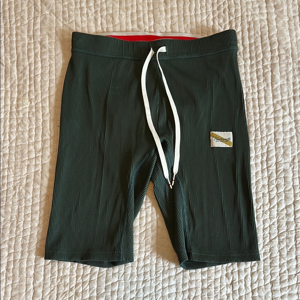 Tracksmith Fells Green Ribbed Shorts Half Tight - Running Shorts - Small